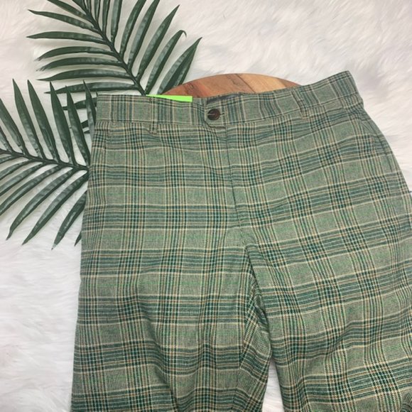 NWT Green Plaid Adult Tailored Suit Pants 30x30 - Houston White - Picture 2 of 12